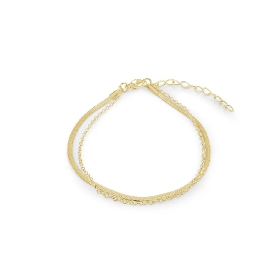 ITALGEM STEEL
Herringbone &amp; Oval Link Chain Layered Anklet
Gold I...