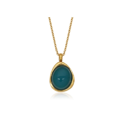 STEELX
Curb Chain Necklace
w/ Genuine Aquamarine
Yellow Gold Pla...
