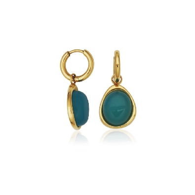 STEELX
10x12mm Blue Cat s Eye
Drop Earrings
Yellow Gold Plated S...