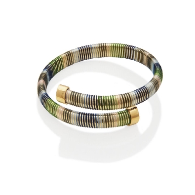 STEELX
Open Bangle Bracelet
Gold &amp; Green Ombre Cord Wire
Yellow ...
