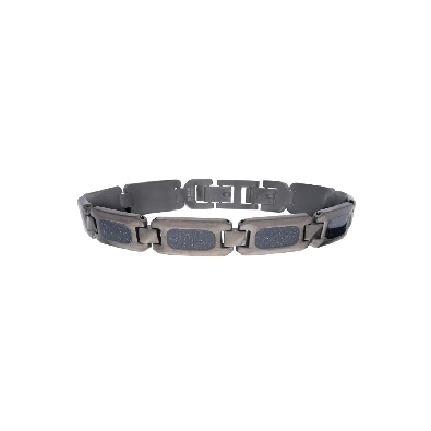 INOX&trade; Steel
Genuine Blue Sandstone Inlay 
Link Bracelet
Matt G...
