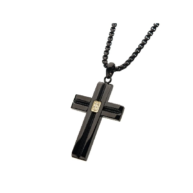 INOX™ Steel
Golden Glint Cross Pendant 
Black IP w/ CZ s
24    