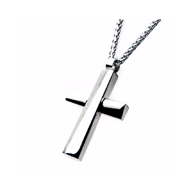 INOX&trade; Steel
Beveled Cross Pendant 
24  

Men s Stainless Stee...
