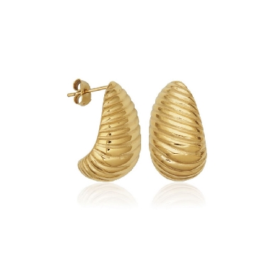 STEELX
Ridged Croissant Earrings
Yellow Gold IP
13.5x23.5mm  