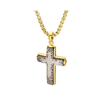 INOX&trade; Steel
Zebra Cross Necklace
w/.105ctw Lab Grown Diamond
1...