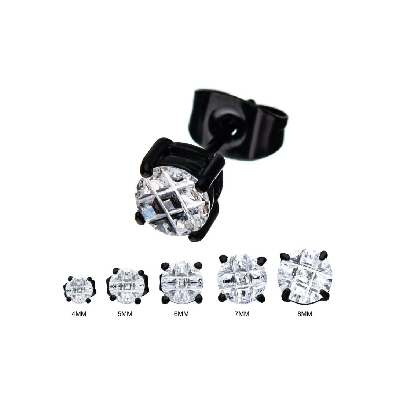 INOX™ Steel
CZ Hashtag Stud Earrings
Black IP
Unisex
7mm  