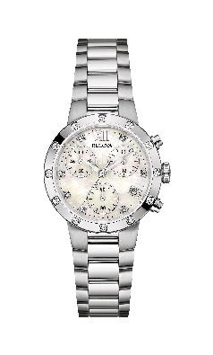 Women s Bulova Chronograph Watch w/ 19 Diamonds and Mother of Pearl...