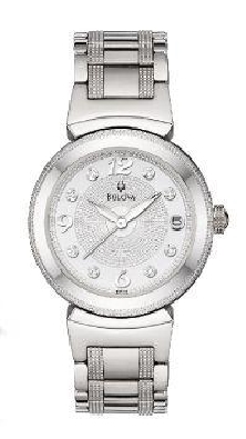 Ladies  Bulova Silver Watch w/Diamond &amp; Date


 *Bulova Watch Wa...
