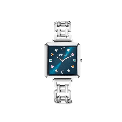 Coeur De Lion&trade; 
Iconic Cube Statement Watch
Petrol Blue/ Stainl...