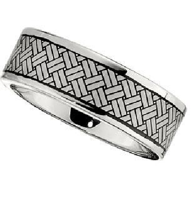 Dura Cobalt Band with Black Laser Woven Pattern  