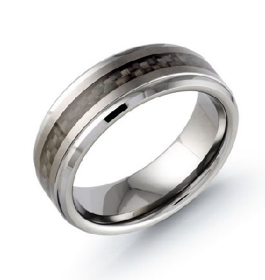 Tungsten  Ring w/Black Carbon Fibre
  