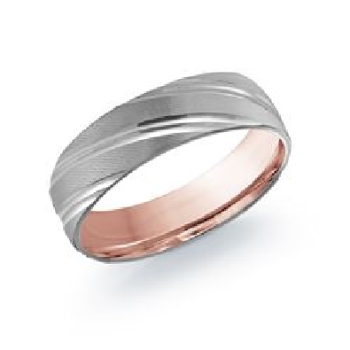 Gent s Wedding Band 6mm 10KT White & Pink Gold  
