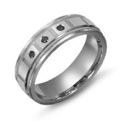 Silver Band with Black Diamonds 0.75ctw  