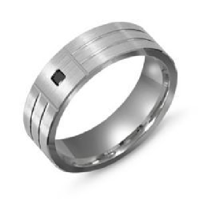 Silver Band with Black Diamond 0.05ctw    