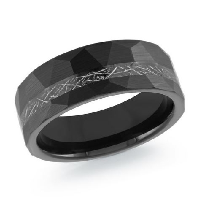 BLACK Tungsten Men s Wed Band;Hex Pattern with Insert 8mm  