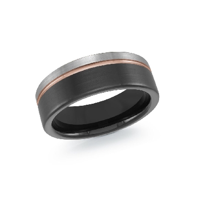 BLACK Tungsten Men s Wed Band
Grey & Black
 8mm  