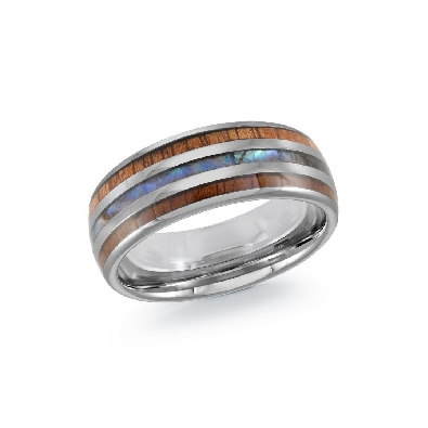 Tungsten Men s Wed Band
Abalone & Wood Inserts
 8mm  