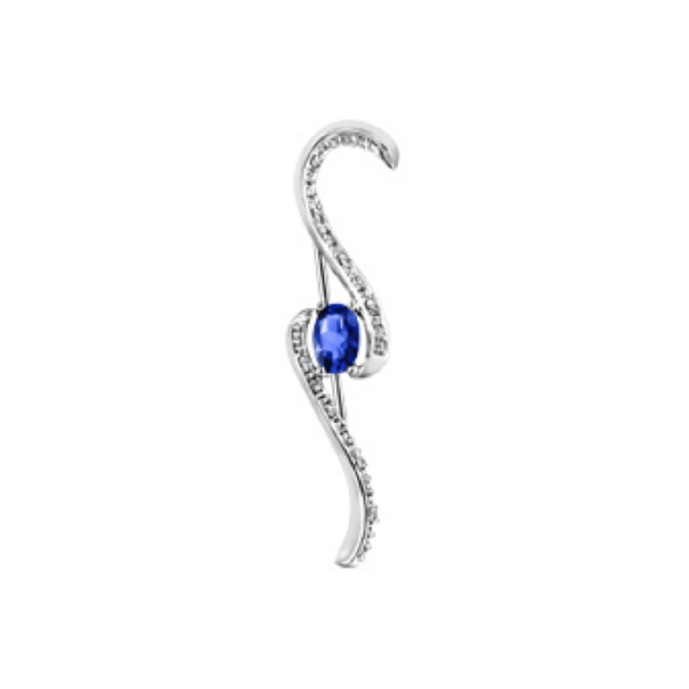 Iolite and Diamond Brooch 0.09ctw
10KT White G...