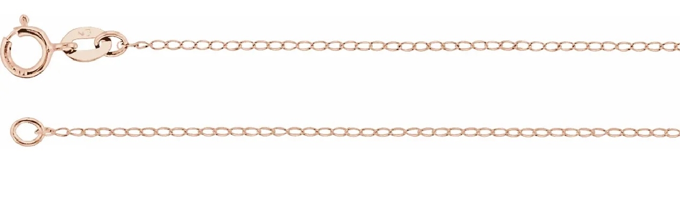 14K Rose 1 mm Solid Curb 16   Chain   