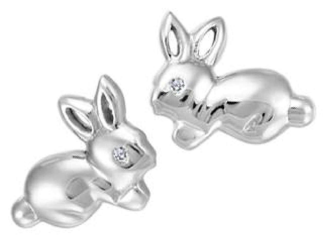 Children s Diamond Bunny Rabbit Earrings  0.006...