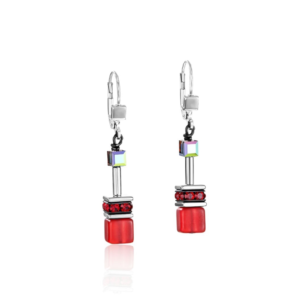 Coeur De Lion GeoCUBE&reg; Earrings in Red and Gre...