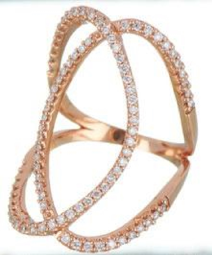 Diamond Intertwined Loop Design Fashion Ring 14...