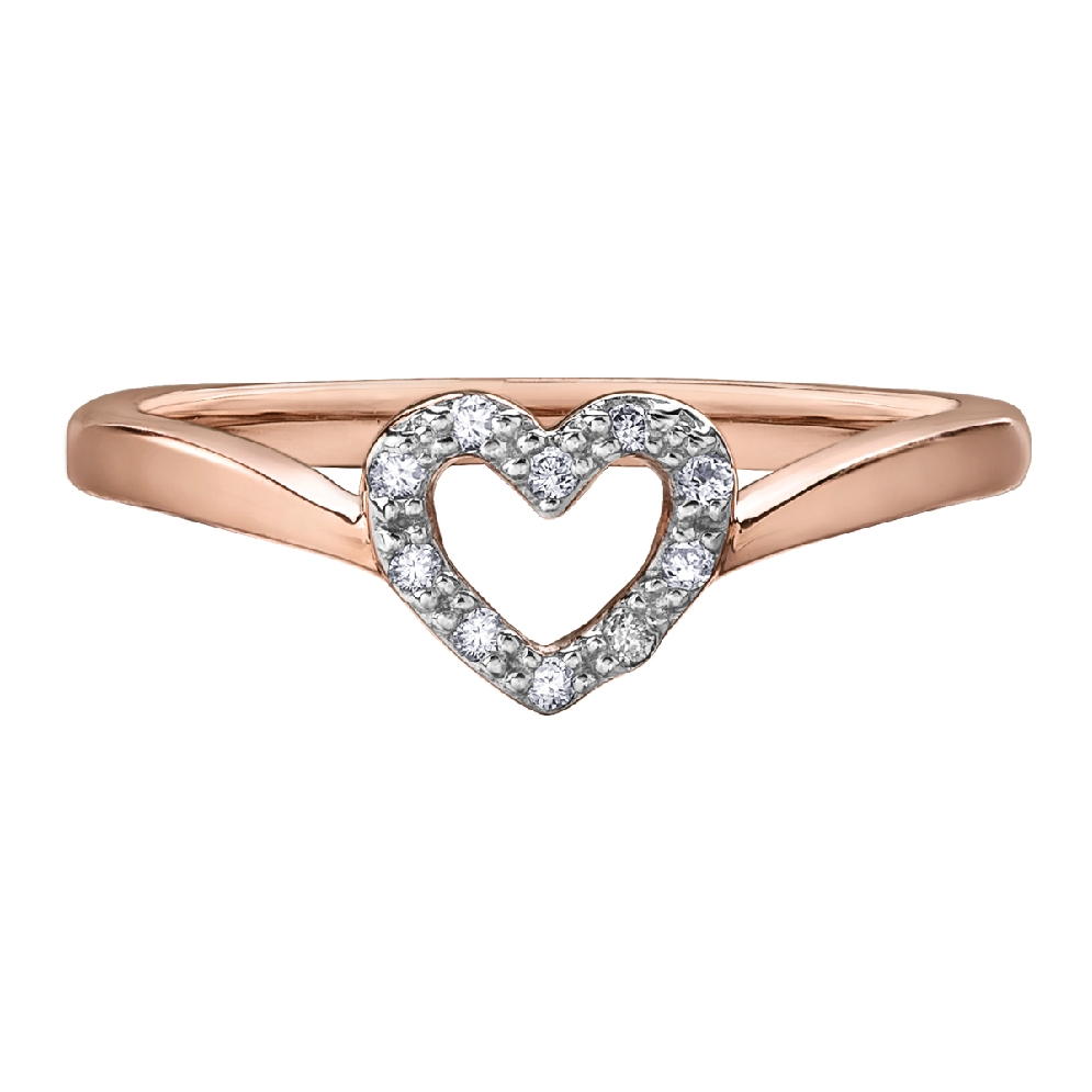 Mini Diamond Heart Ring in 10KT Rose Gold 0.05c...