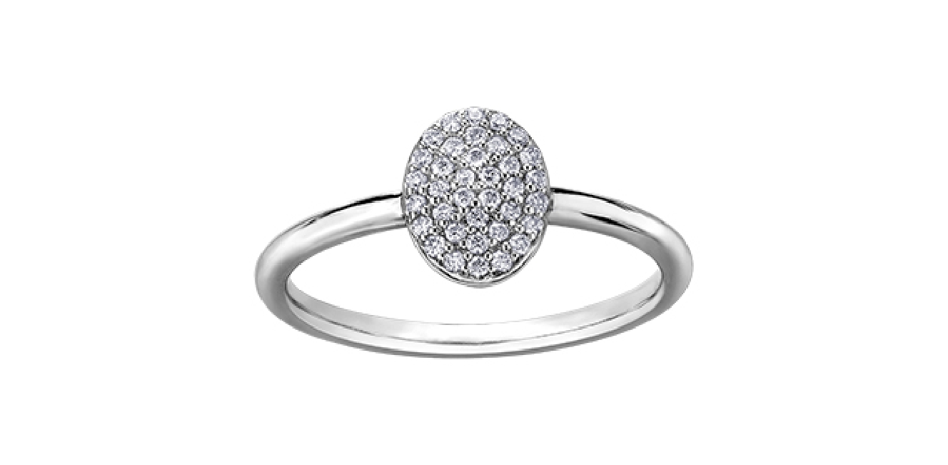Diamond Pave Ring in Oval Shape
0.15ctw

10K...