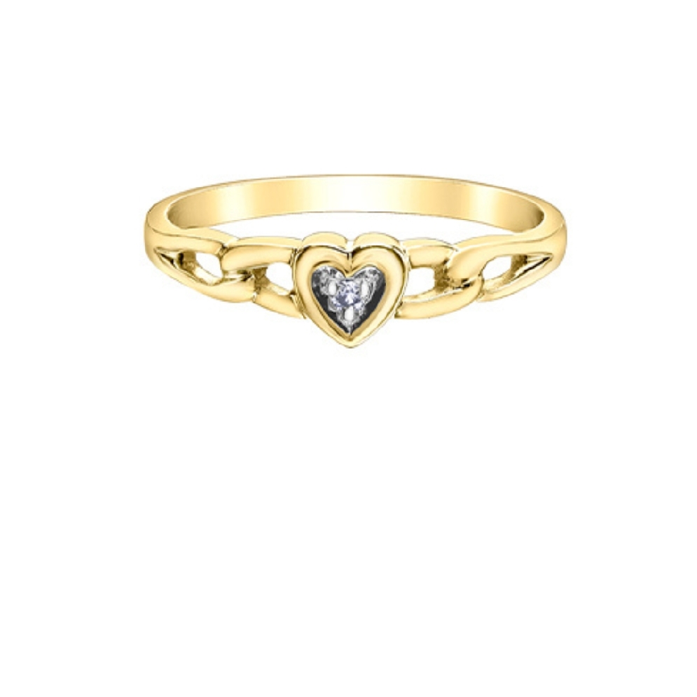 Mini Diamond Heart Ring in 10KT Yellow Gold 0.0...