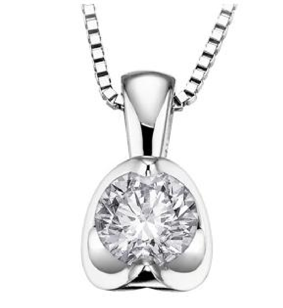 18KT/Palladium WG Half-Moon Diamond Pendant 0.3...