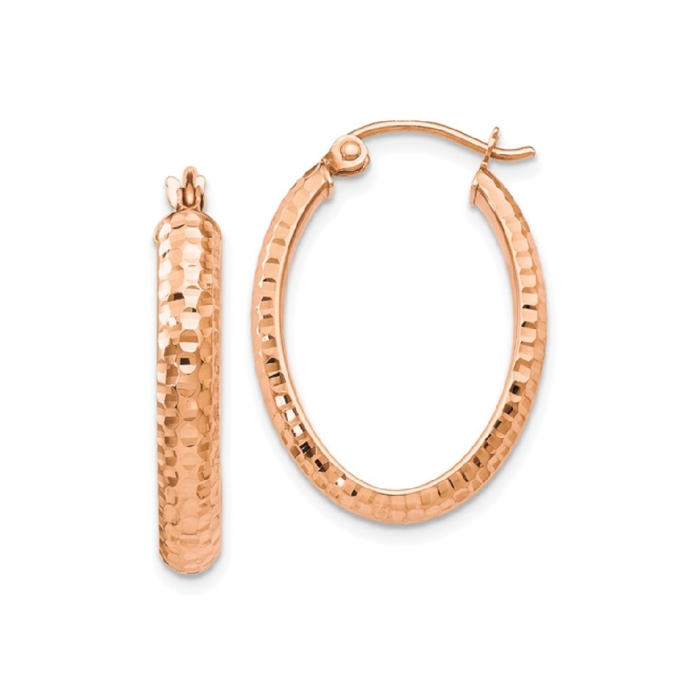 Leslie s Diamond-Cut Oval Hinged Hoop Earrings...