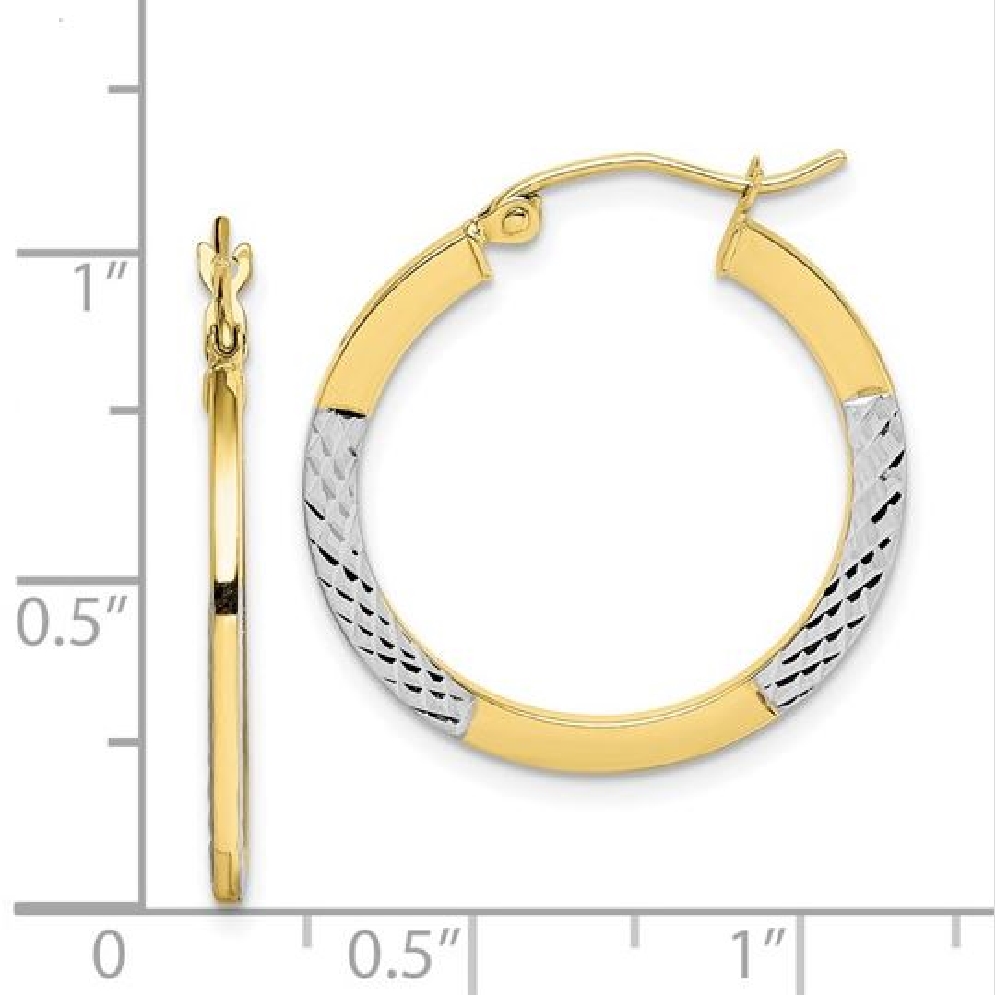 Diamond-Cut Hoop Earrings
10KT Yellow and Whit...