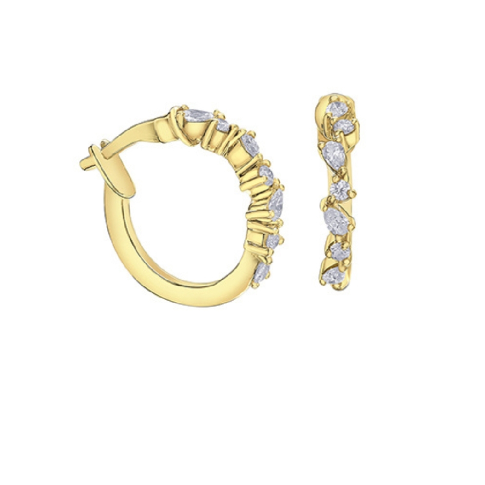 Diamond Hoop Earrings in 10KT Yellow Gold 0.30c...