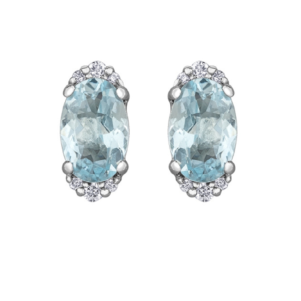 Aquamarine and Diamond Earrings 
10KT White Go...