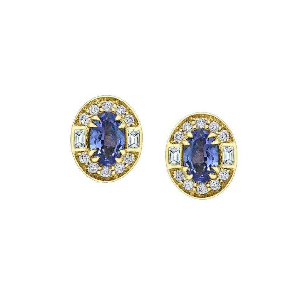 Tanzanite; White Sapphire and Diamond Earrings ...