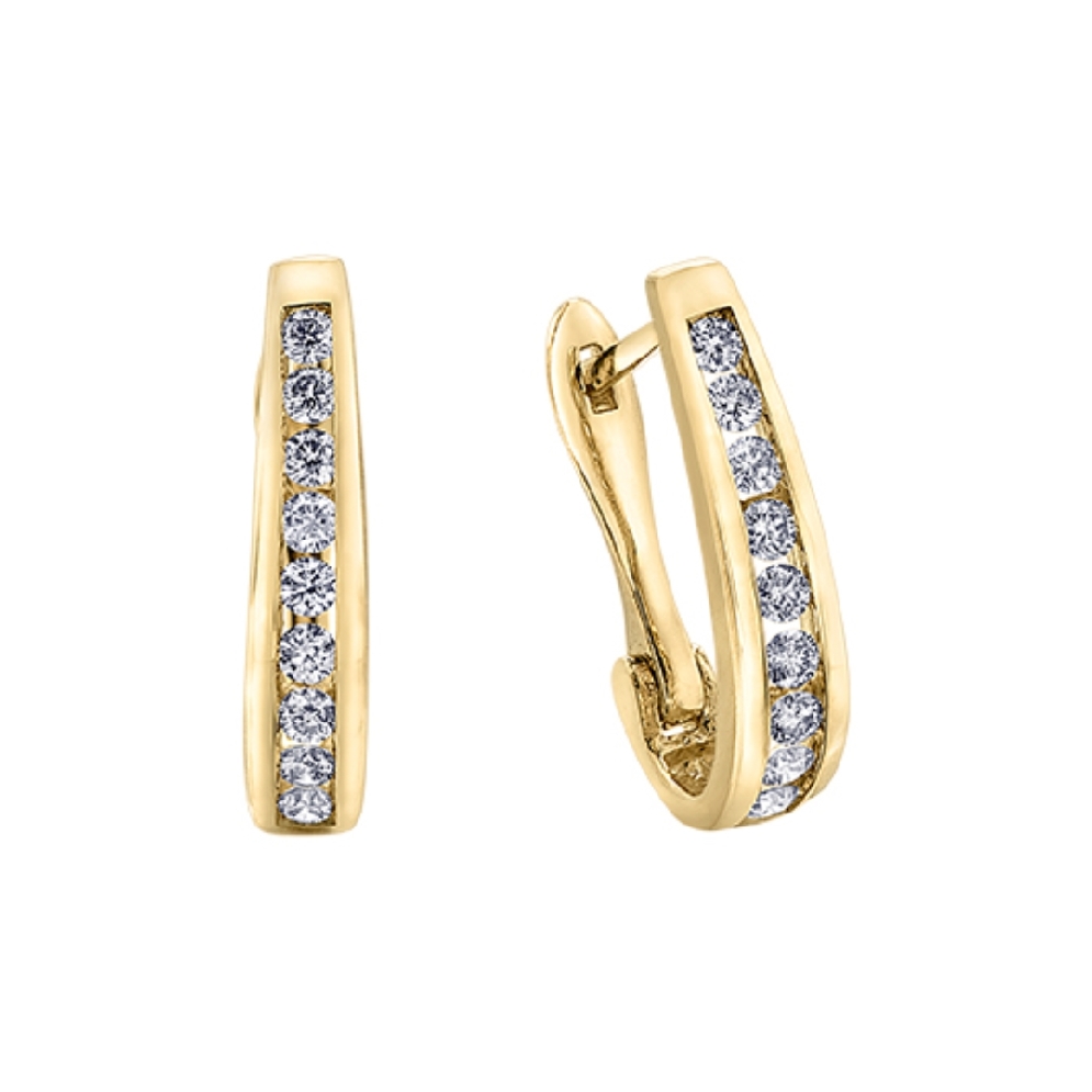 Diamond Oval Hoop Earrings 0.33ctw
10KT YG  