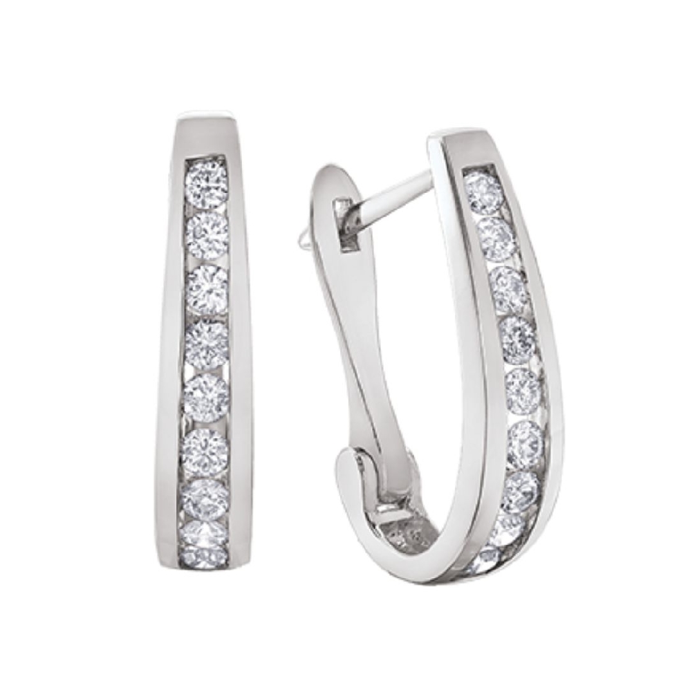 Diamond Oval Hoop Earrings 0.50ctw
10KT WG  