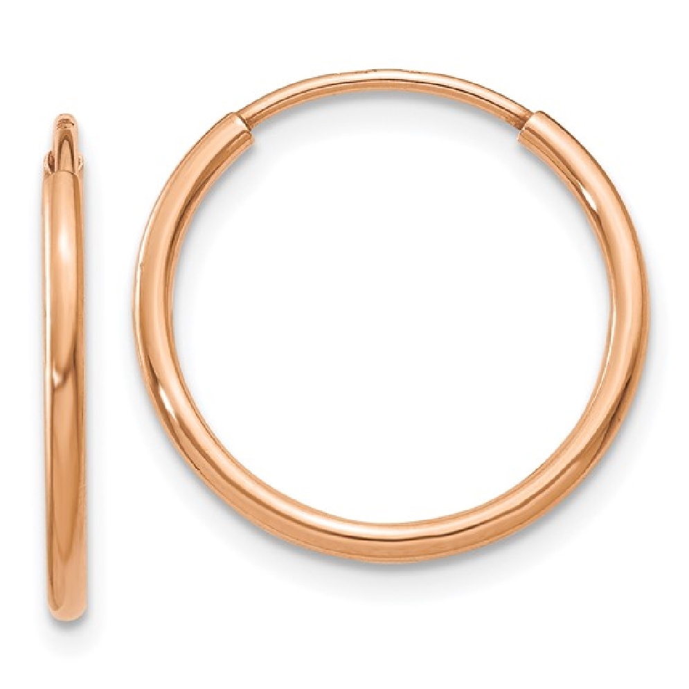 14k Rose Gold Polished Endless Hoop Earrings 16...