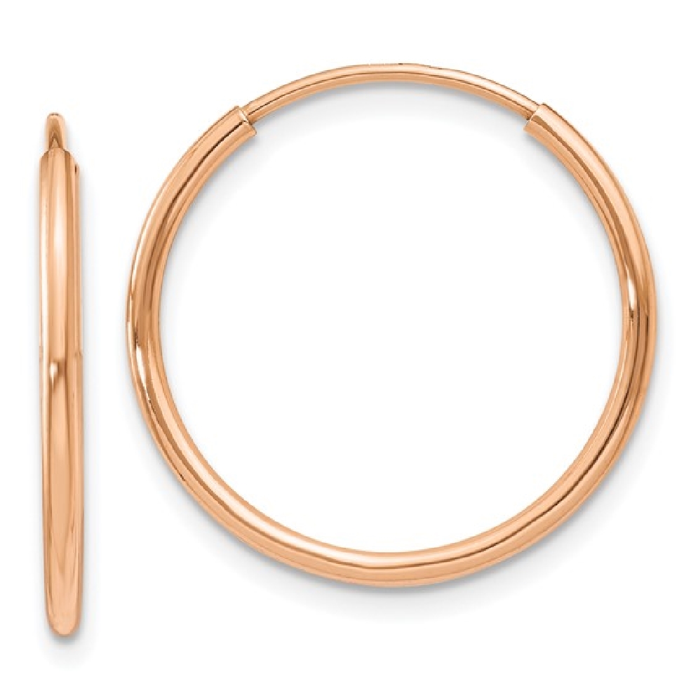 14k Rose Gold Polished Endless Hoop Earrings 19...