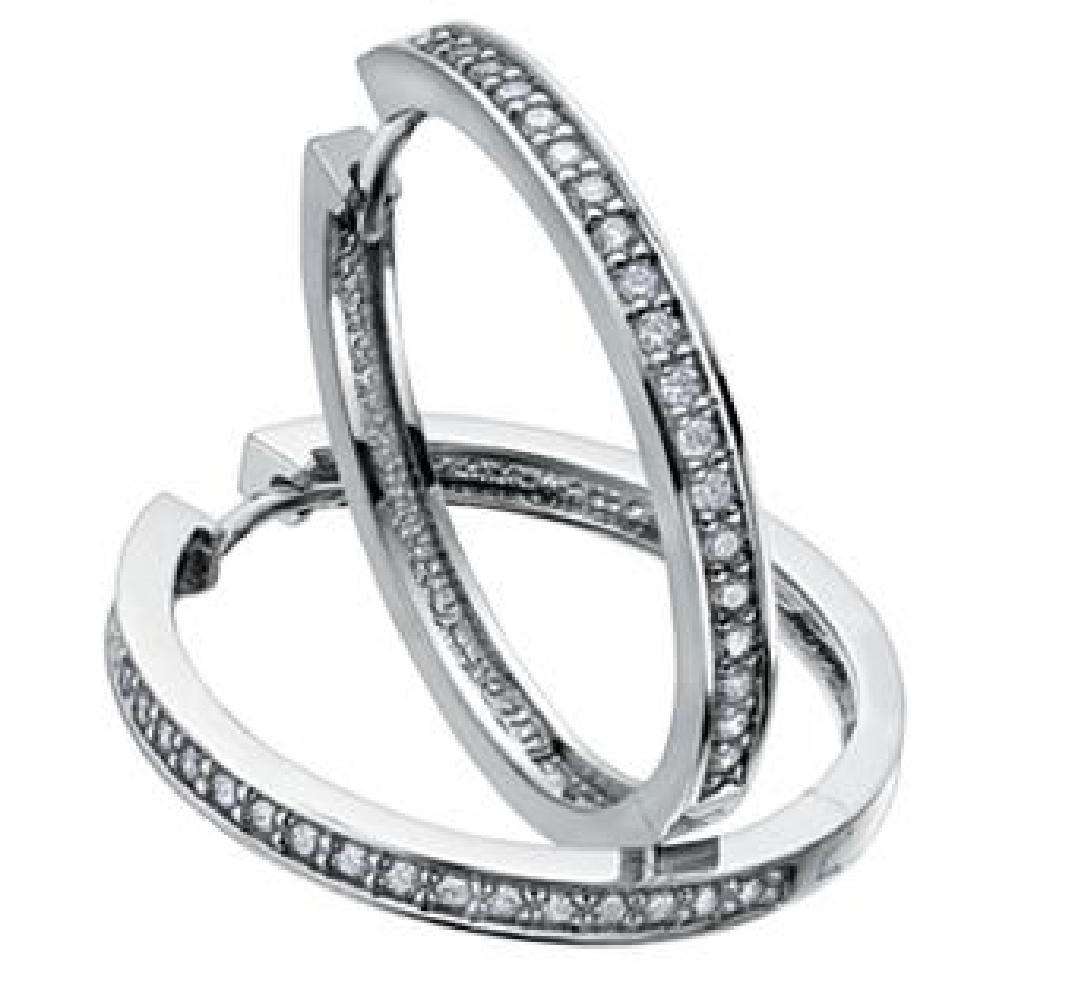 10KT WG Diamond Hoop Earrings .50ctw  