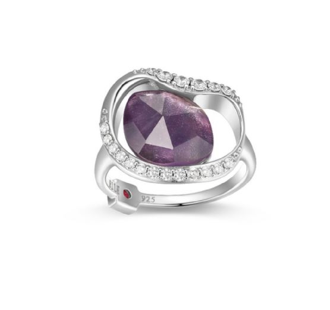  Treasure   Ring
Amethyst &amp; Crystal Oval Doub...