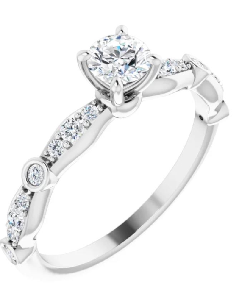  Vintage-Inspried Diamond Engagement Ring 
14K...