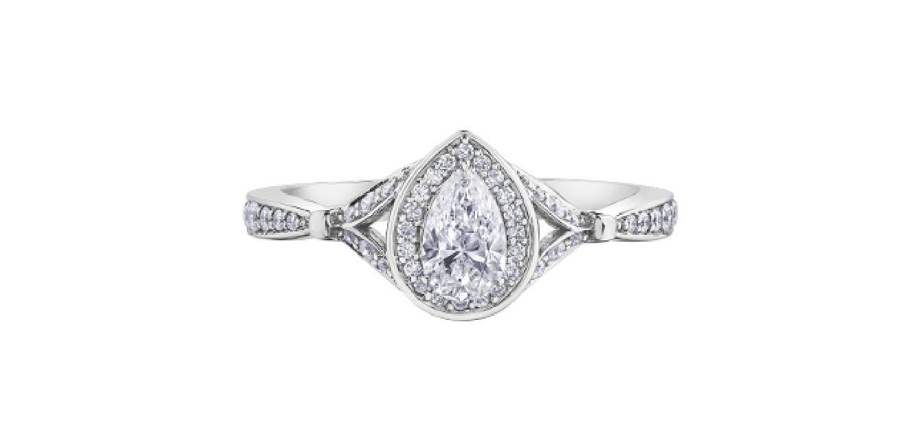 Pear-Cut Halo Diamond Engagement Ring 0.60ctw
...