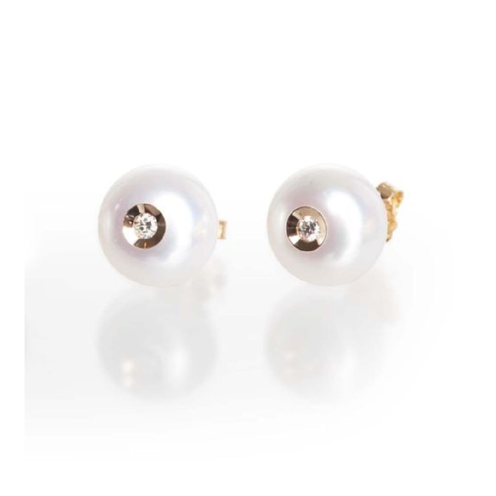 Galatea  Freshwater Pearl Earrings
w/ 0.8ctw D...