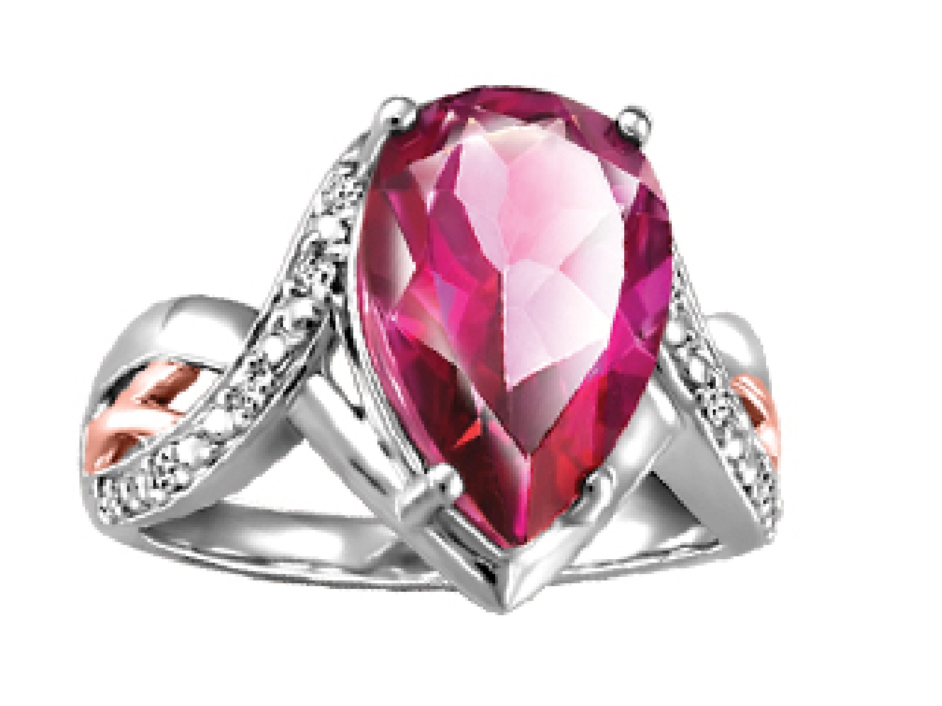 Pink Magenta Topaz &amp; Diamond Ring 0.015ctw
10K...