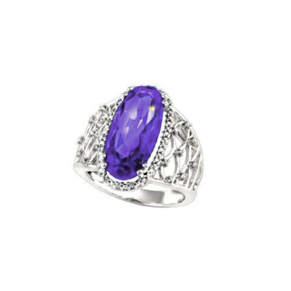 Amethyst and Diamond Ring 0.0125ctw
10KT White...