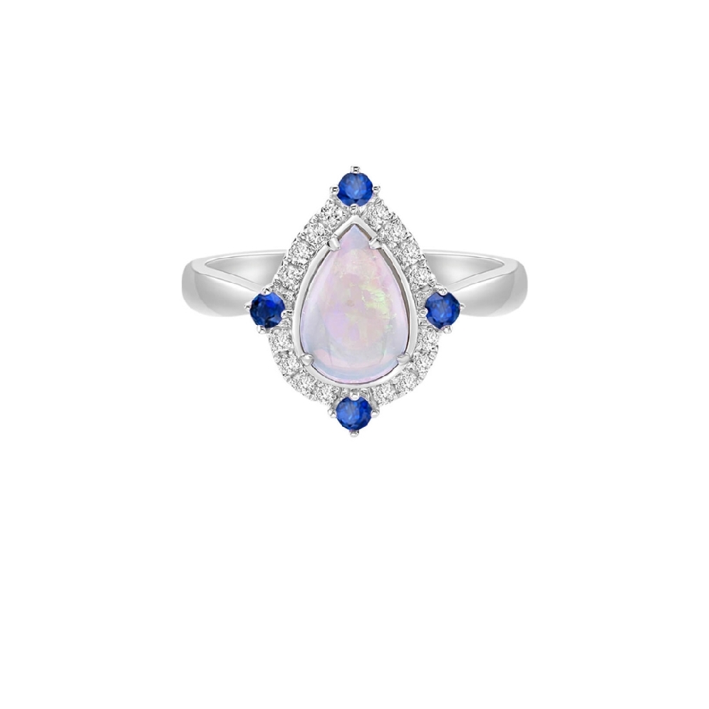 Opal; Blue Sapphire and Diamond Ring  0.16ctw
...