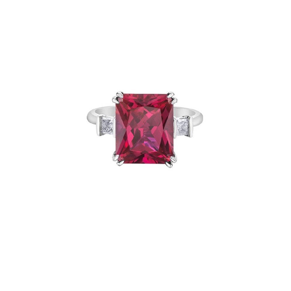 LAB-Created Ruby and Canadian Diamond Ring  0.2...