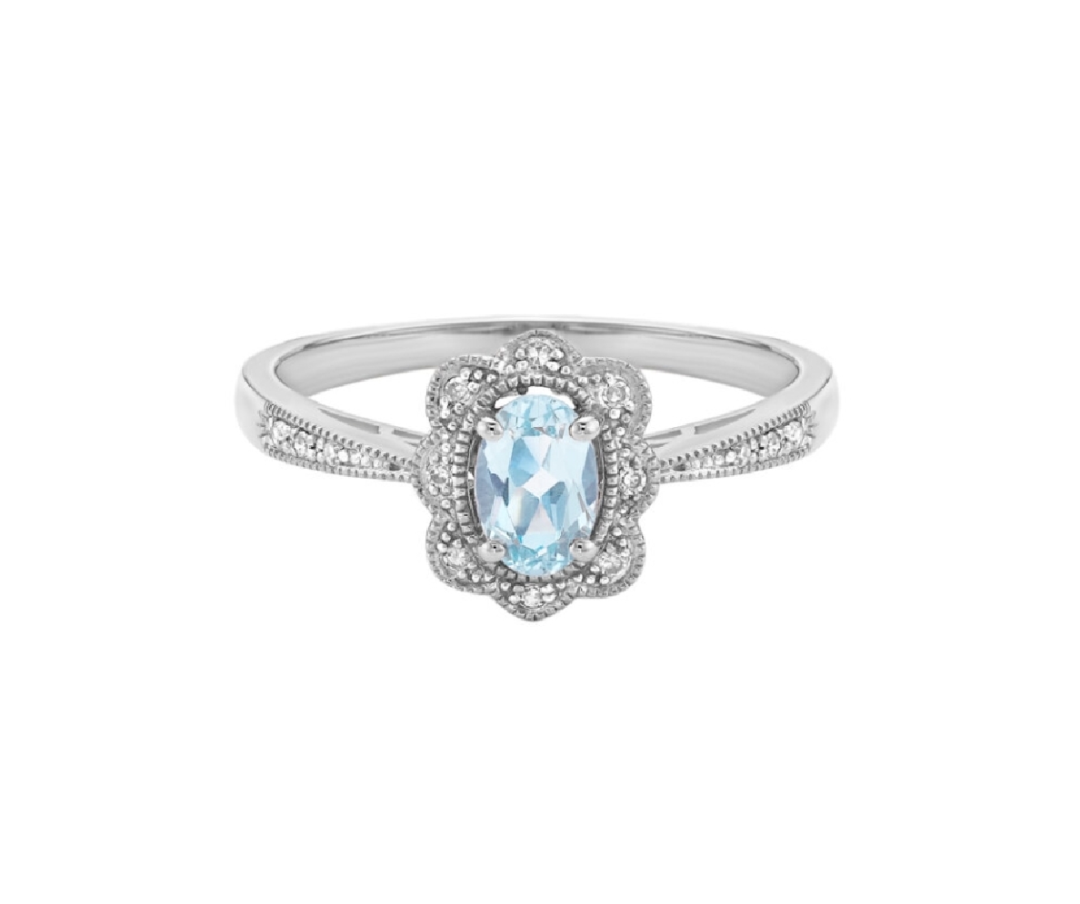 Aquamarine Ring with Diamond Halo
0.06ctw
10K...