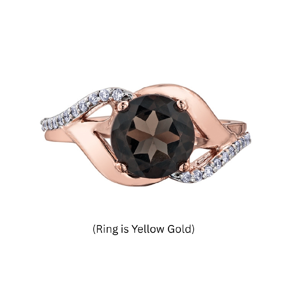 Smokey Quartz and Diamond Ring 0.132ctw
(Pictu...